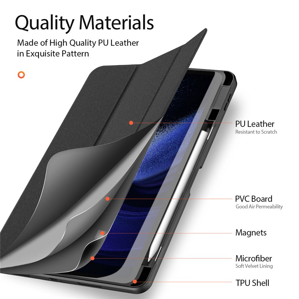 DUX DUCIS Domo Series for Xiaomi Pad 6 / Pad 6 Pro Tablet Case PU Leather Full-Body Tri-Fold Stand Folio Smart Cover