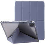 Til iPad Pro 12.9 (2022) / (2021) / (2020) / (2018) Origami Tri-fold Stand Cover PU Læder Gennemsigtigt Akryl Tablet Cover