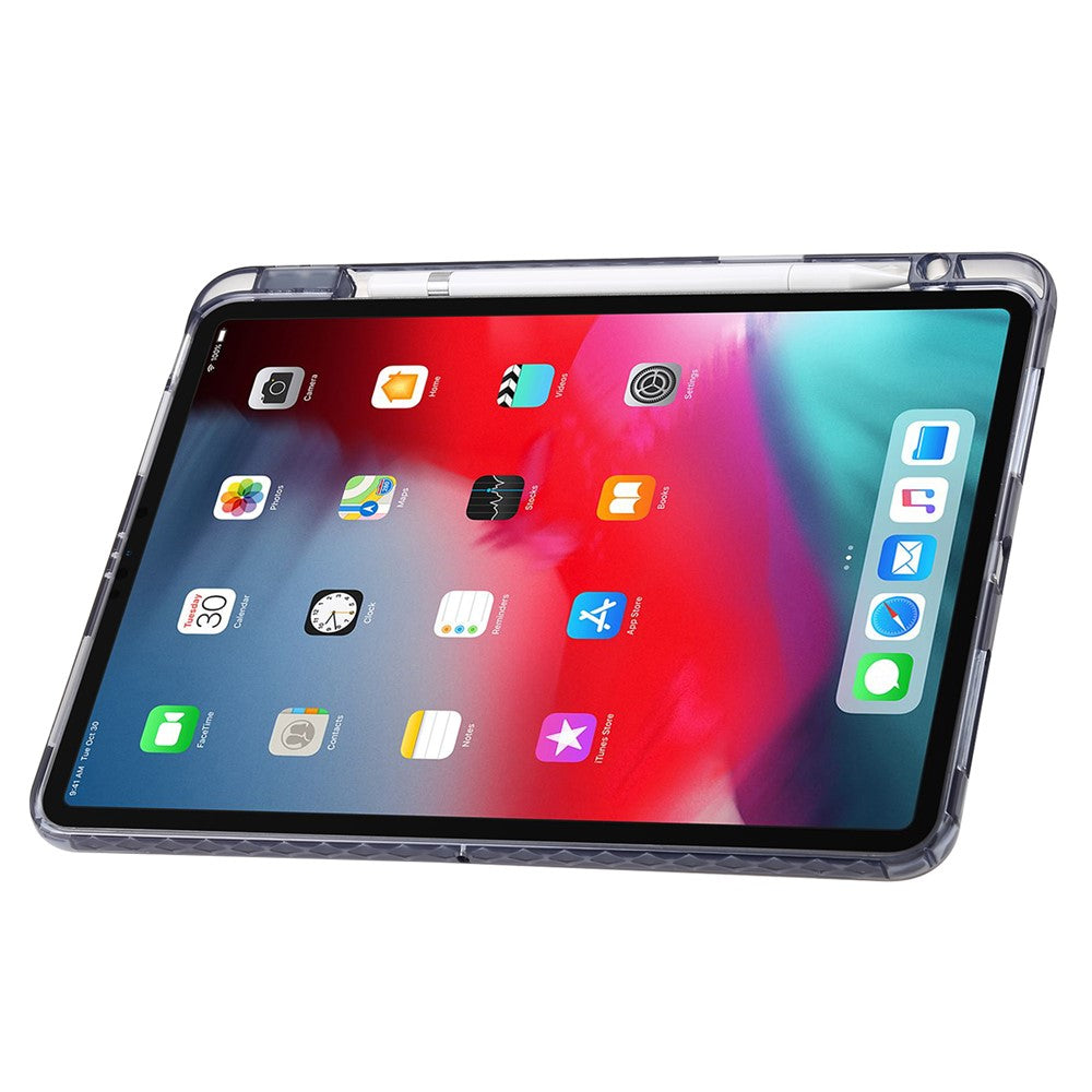 Til iPad Pro 12.9 (2022) / (2021) / (2020) / (2018) Origami Tri-fold Stand Cover PU Læder Gennemsigtigt Akryl Tablet Cover