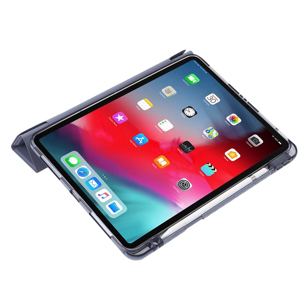 Til iPad Pro 12.9 (2022) / (2021) / (2020) / (2018) Origami Tri-fold Stand Cover PU Læder Gennemsigtigt Akryl Tablet Cover