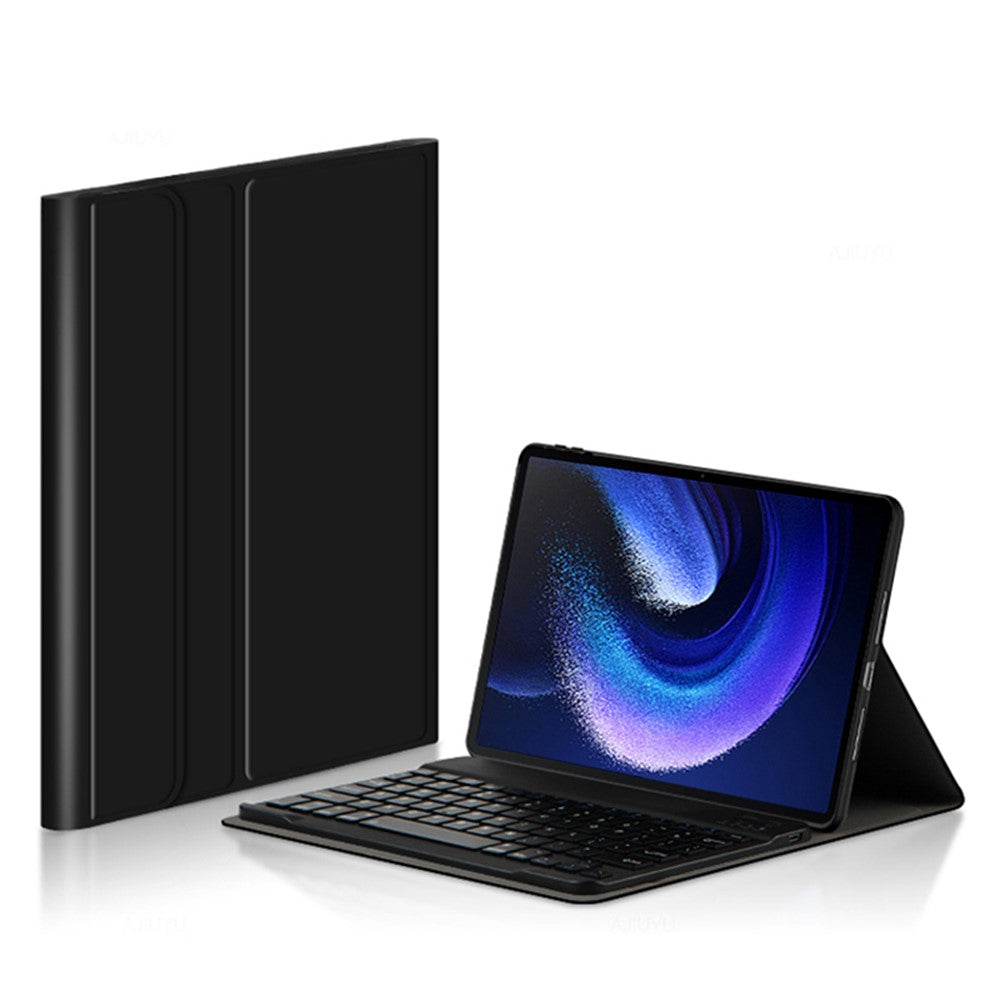 For Xiaomi Pad 6 Leather Stand Tablet Case with Detachable Magnetic Wireless Keyboard (Without Touchpad)