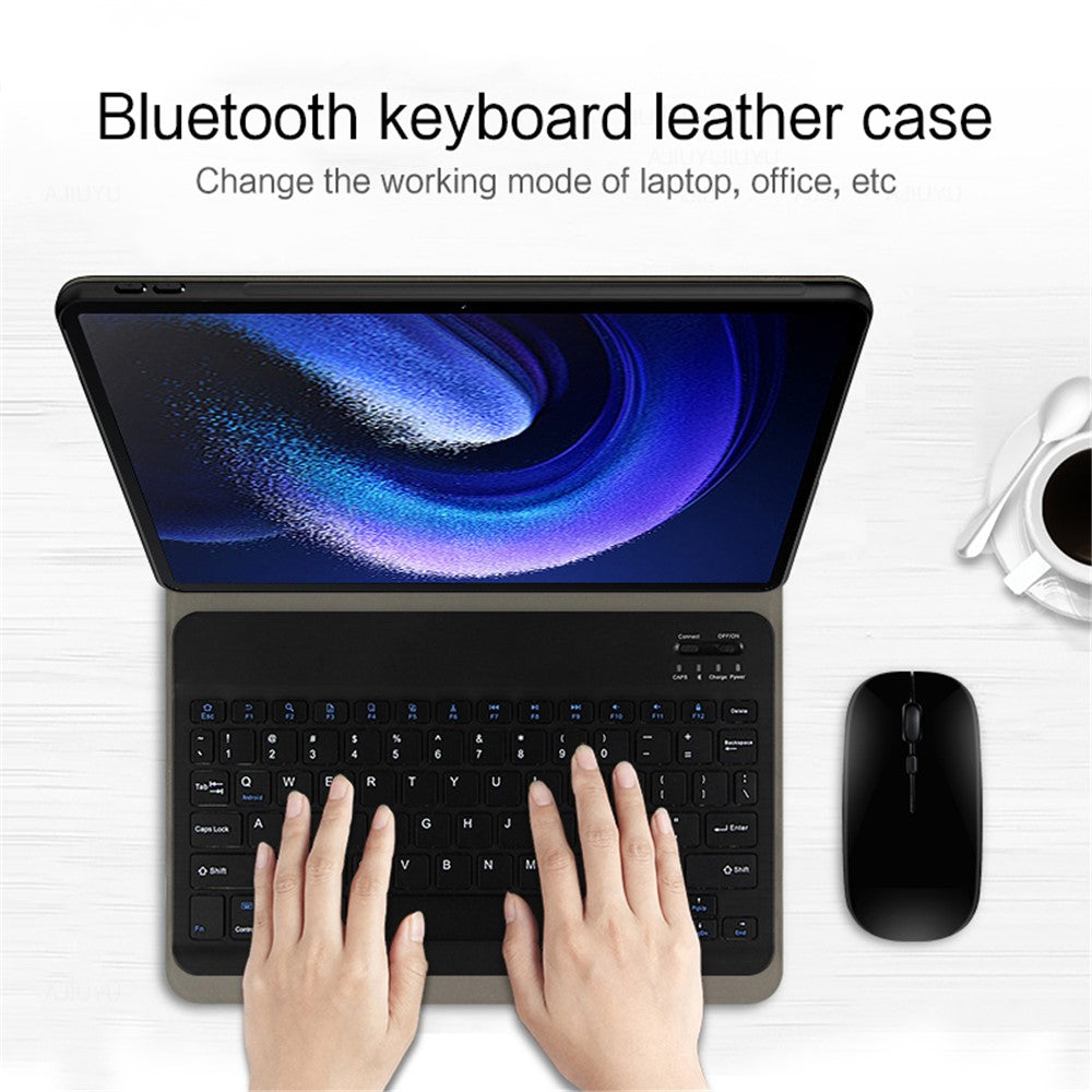 For Xiaomi Pad 6 Leather Stand Tablet Case with Detachable Magnetic Wireless Keyboard (Without Touchpad)