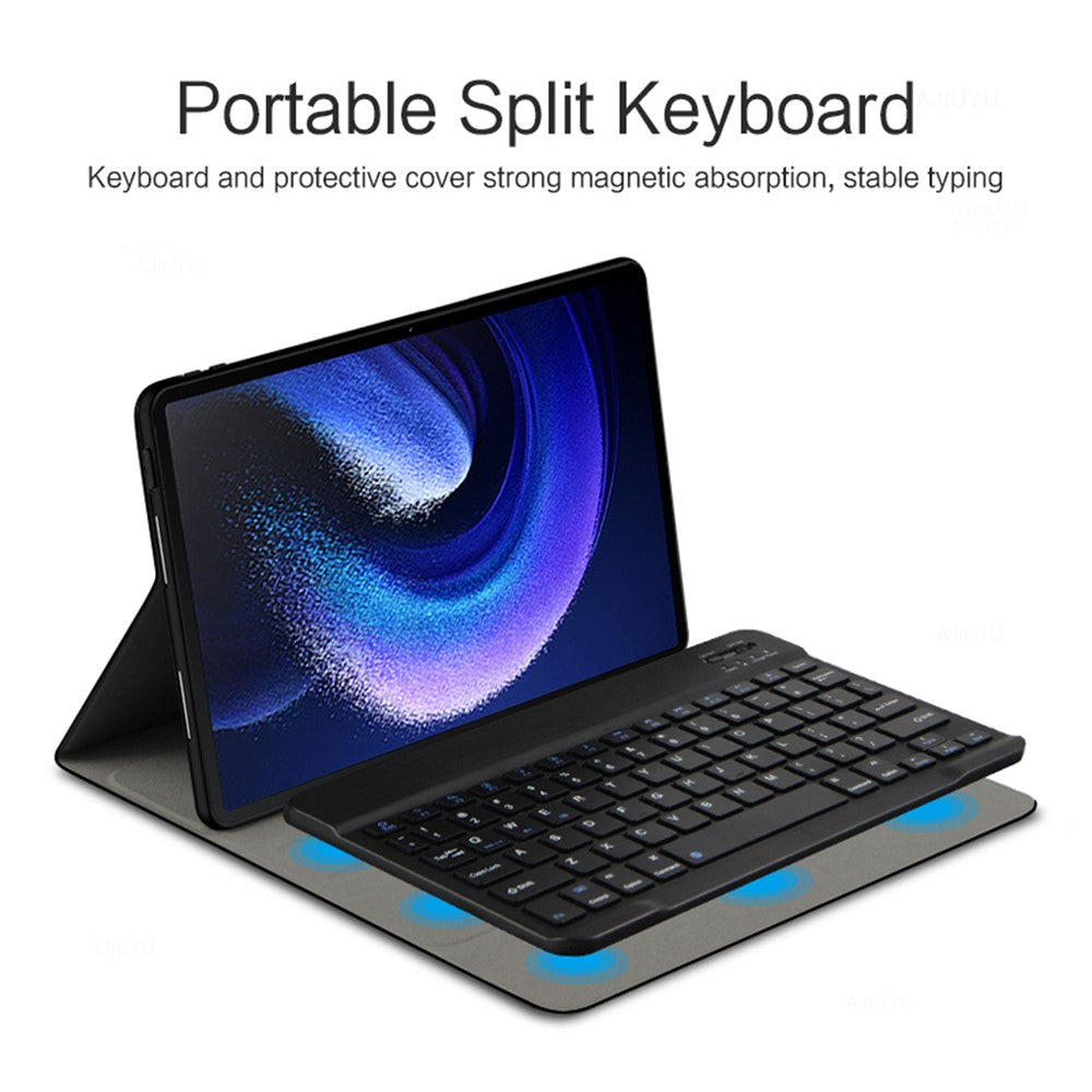 For Xiaomi Pad 6 Leather Stand Tablet Case with Detachable Magnetic Wireless Keyboard (Without Touchpad)