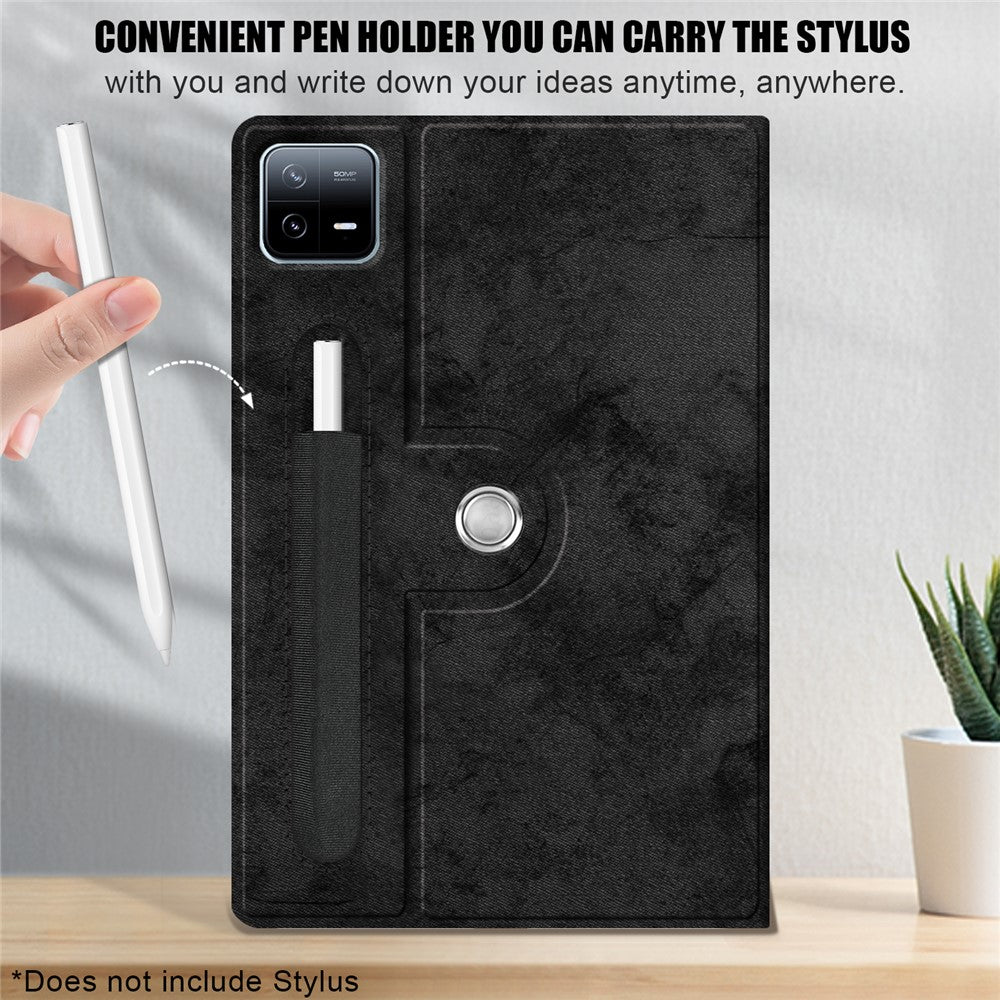 For Xiaomi Pad 6 Pro Rotary Stand Leather Case Pen Holder Design Tablet Drop-proof Cover
