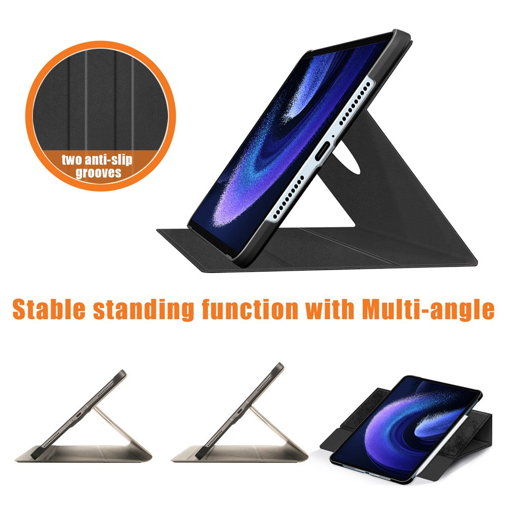 For Xiaomi Pad 6 Pro Rotary Stand Leather Case Pen Holder Design Tablet Drop-proof Cover