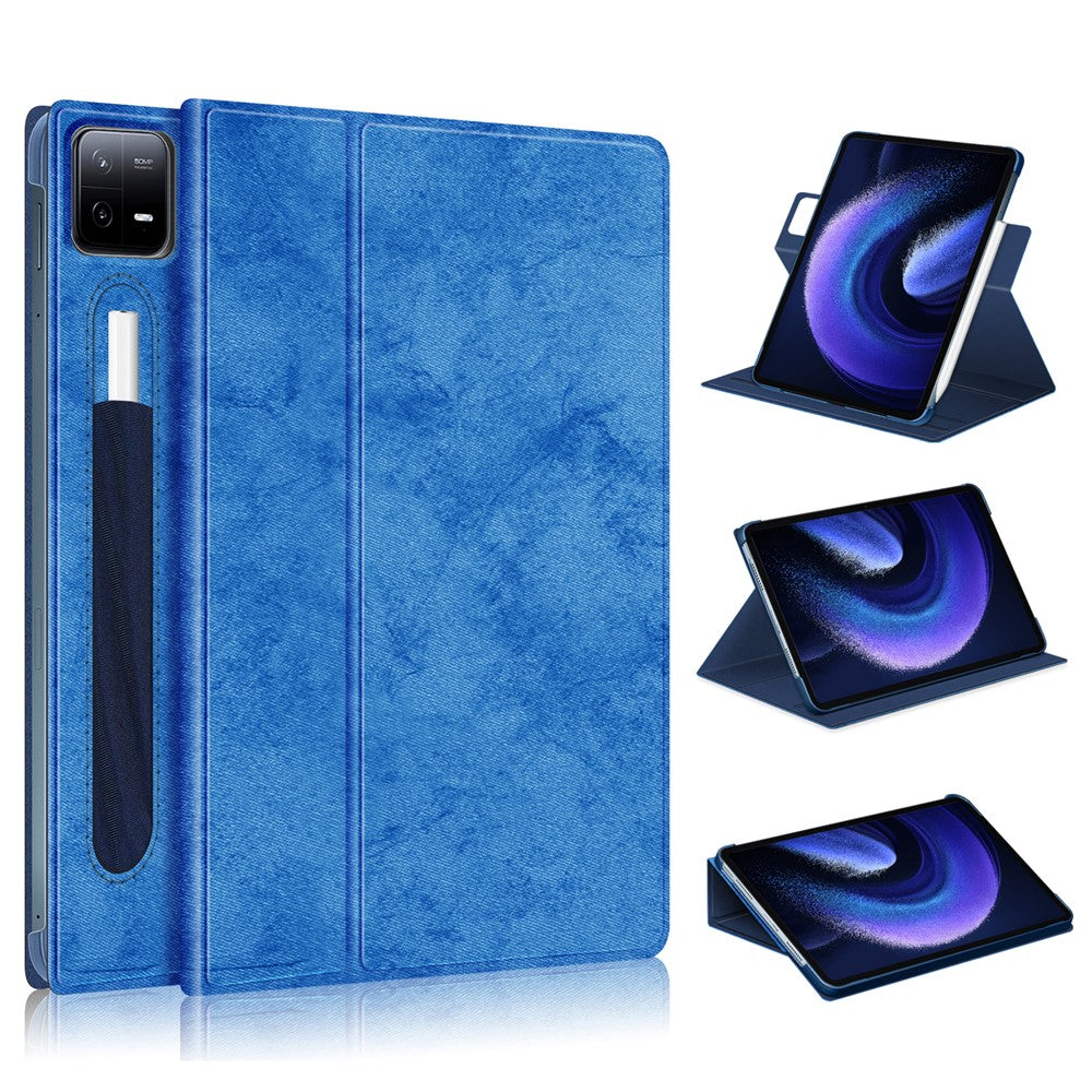 For Xiaomi Pad 6 Pro Rotary Stand Leather Case Pen Holder Design Tablet Drop-proof Cover