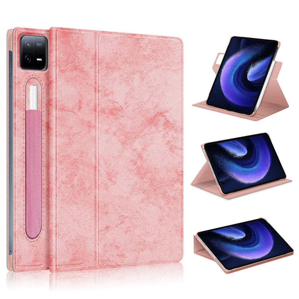 For Xiaomi Pad 6 Pro Rotary Stand Leather Case Pen Holder Design Tablet Drop-proof Cover