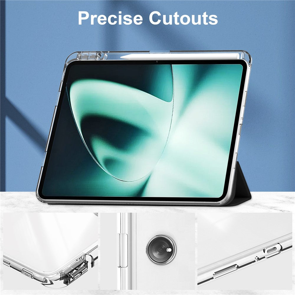 For OnePlus Pad Auto Sleep / Wake Case PU Leather + TPU + Acrylic Stand Transparent Tablet Cover with Pen Slot