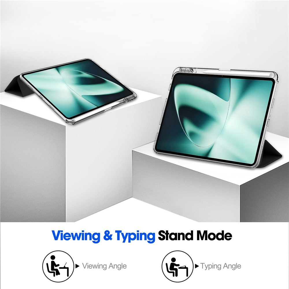 For OnePlus Pad Auto Sleep / Wake Case PU Leather + TPU + Acrylic Stand Transparent Tablet Cover with Pen Slot
