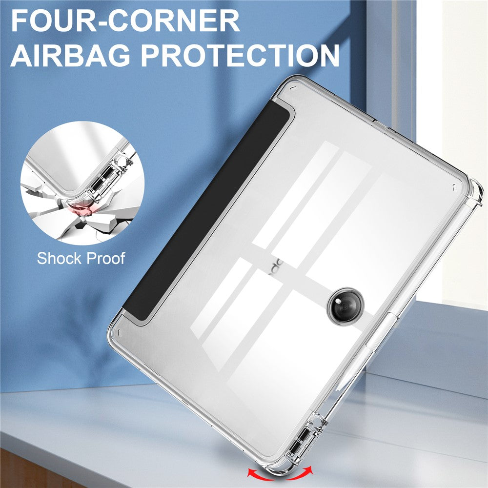 For OnePlus Pad Auto Sleep / Wake Case PU Leather + TPU + Acrylic Stand Transparent Tablet Cover with Pen Slot