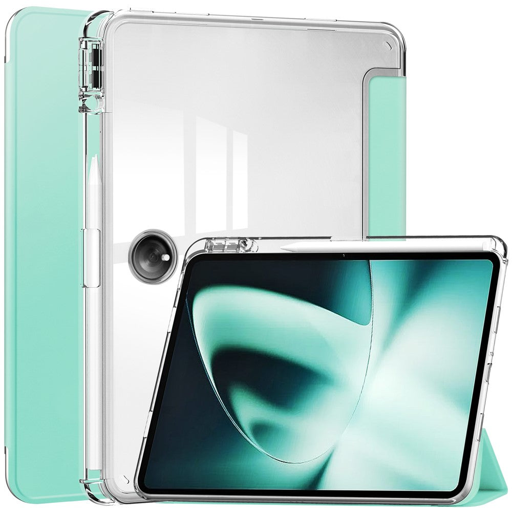 For OnePlus Pad Auto Sleep / Wake Case PU Leather + TPU + Acrylic Stand Transparent Tablet Cover with Pen Slot