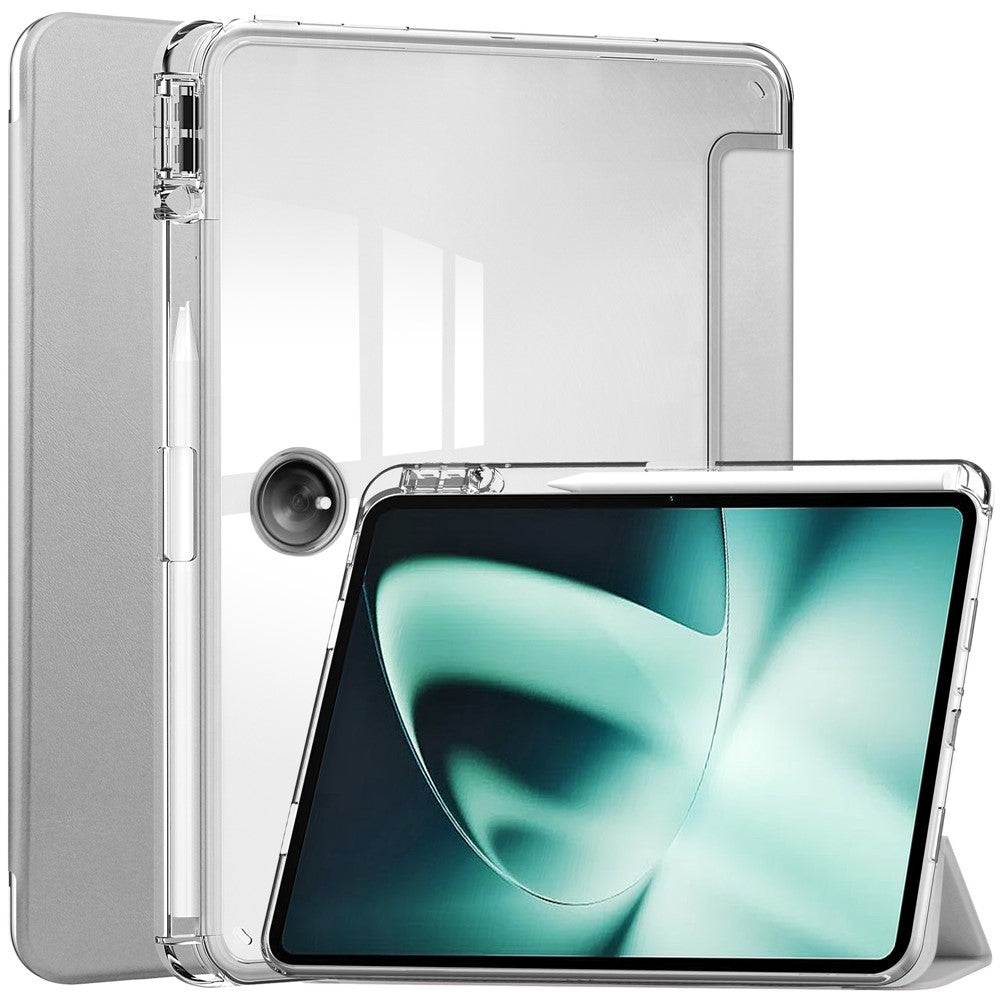 For OnePlus Pad Auto Sleep / Wake Case PU Leather + TPU + Acrylic Stand Transparent Tablet Cover with Pen Slot