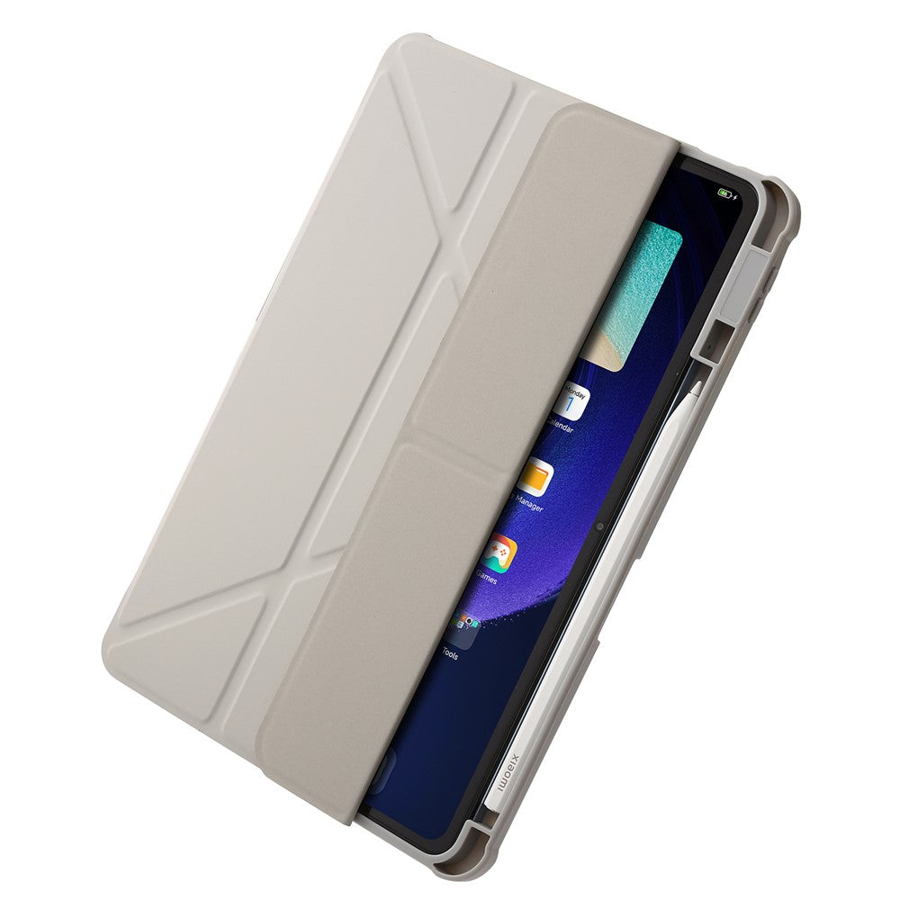 Xiaomi Pad 6 / Pad 6 Pro Origami Trippelvikbart Stativ Surfplatta Skal PU-läder Transparent Akryl TPU-skydd med Pennfack