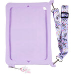 For iPad Air (2013) / Air 2 / iPad 9.7-inch (2017) / (2018) Cute Decor Shockproof Silicone+PC Tablet Cover Kickstand Case with Strap