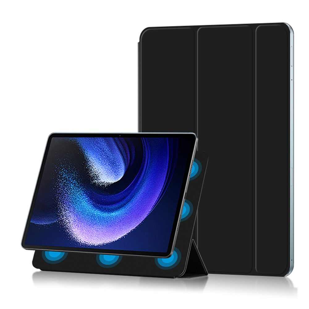 For Xiaomi Pad 6 PU Leather Tablet Case Trifold Stand Magnetic Protective Cover