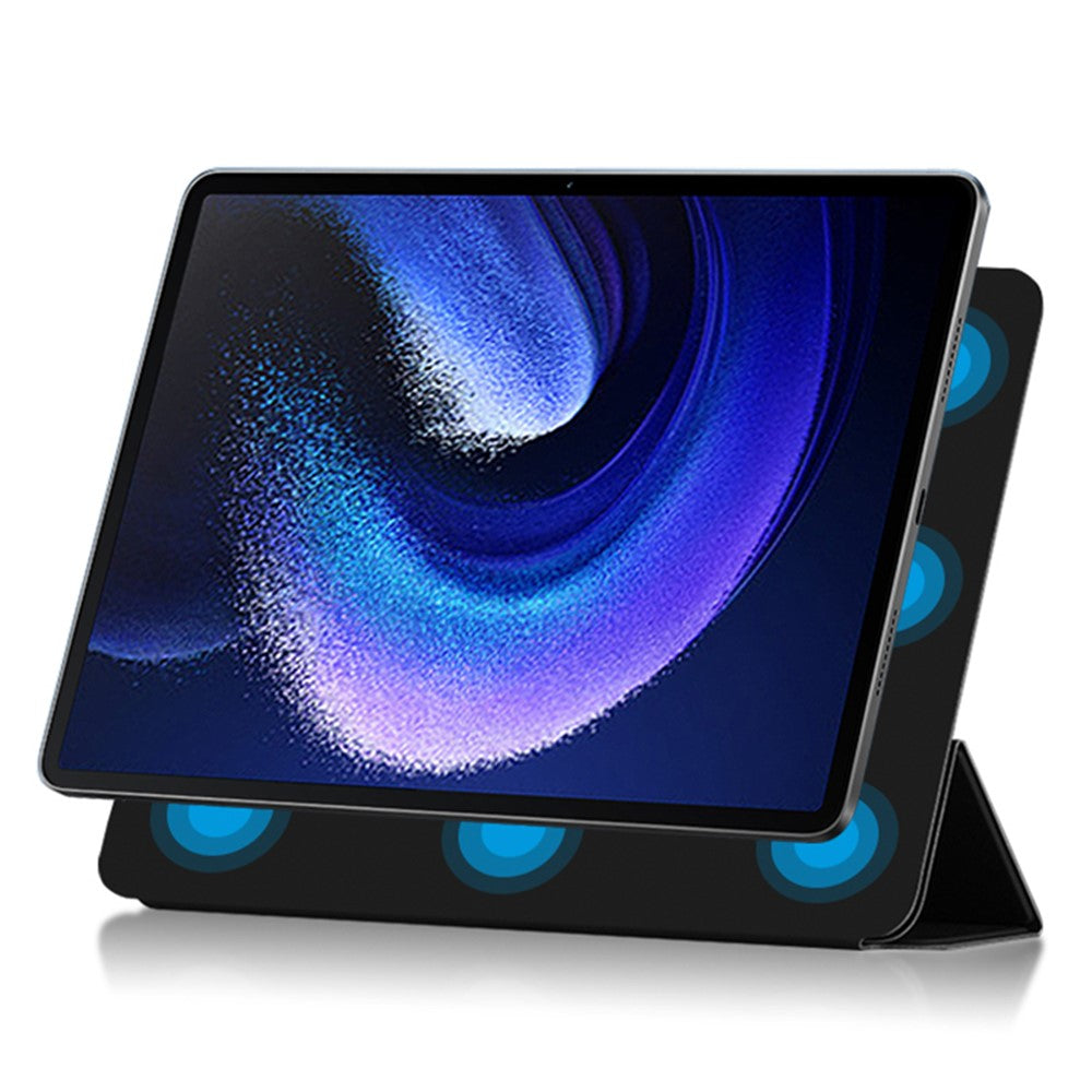 For Xiaomi Pad 6 PU Leather Tablet Case Trifold Stand Magnetic Protective Cover