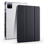 For Xiaomi Pad 6 / Pad 6 Pro Tri-Fold Stand Case PU Leather Transparent Back Tablet Cover with Pencil Slot