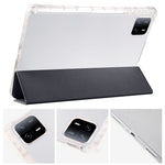 For Xiaomi Pad 6 / Pad 6 Pro Tri-Fold Stand Case PU Leather Transparent Back Tablet Cover with Pencil Slot