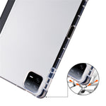 For Xiaomi Pad 6 / Pad 6 Pro Tri-Fold Stand Case PU Leather Transparent Back Tablet Cover with Pencil Slot