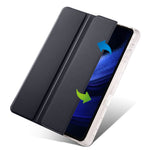 For Xiaomi Pad 6 / Pad 6 Pro Tri-Fold Stand Case PU Leather Transparent Back Tablet Cover with Pencil Slot