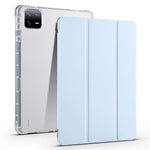For Xiaomi Pad 6 / Pad 6 Pro Tri-Fold Stand Case PU Leather Transparent Back Tablet Cover with Pencil Slot