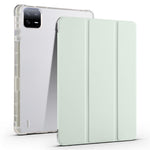 For Xiaomi Pad 6 / Pad 6 Pro Tri-Fold Stand Case PU Leather Transparent Back Tablet Cover with Pencil Slot