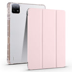 For Xiaomi Pad 6 / Pad 6 Pro Tri-Fold Stand Case PU Leather Transparent Back Tablet Cover with Pencil Slot