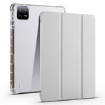 For Xiaomi Pad 6 / Pad 6 Pro Tri-Fold Stand Case PU Leather Transparent Back Tablet Cover with Pencil Slot