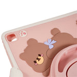 Til iPad Air (2013) / Air 2 / iPad 9,7-tommer (2017) / (2018) Tabletcover Cartoon Bjørn Roterende Stander PC+Silikone Cover