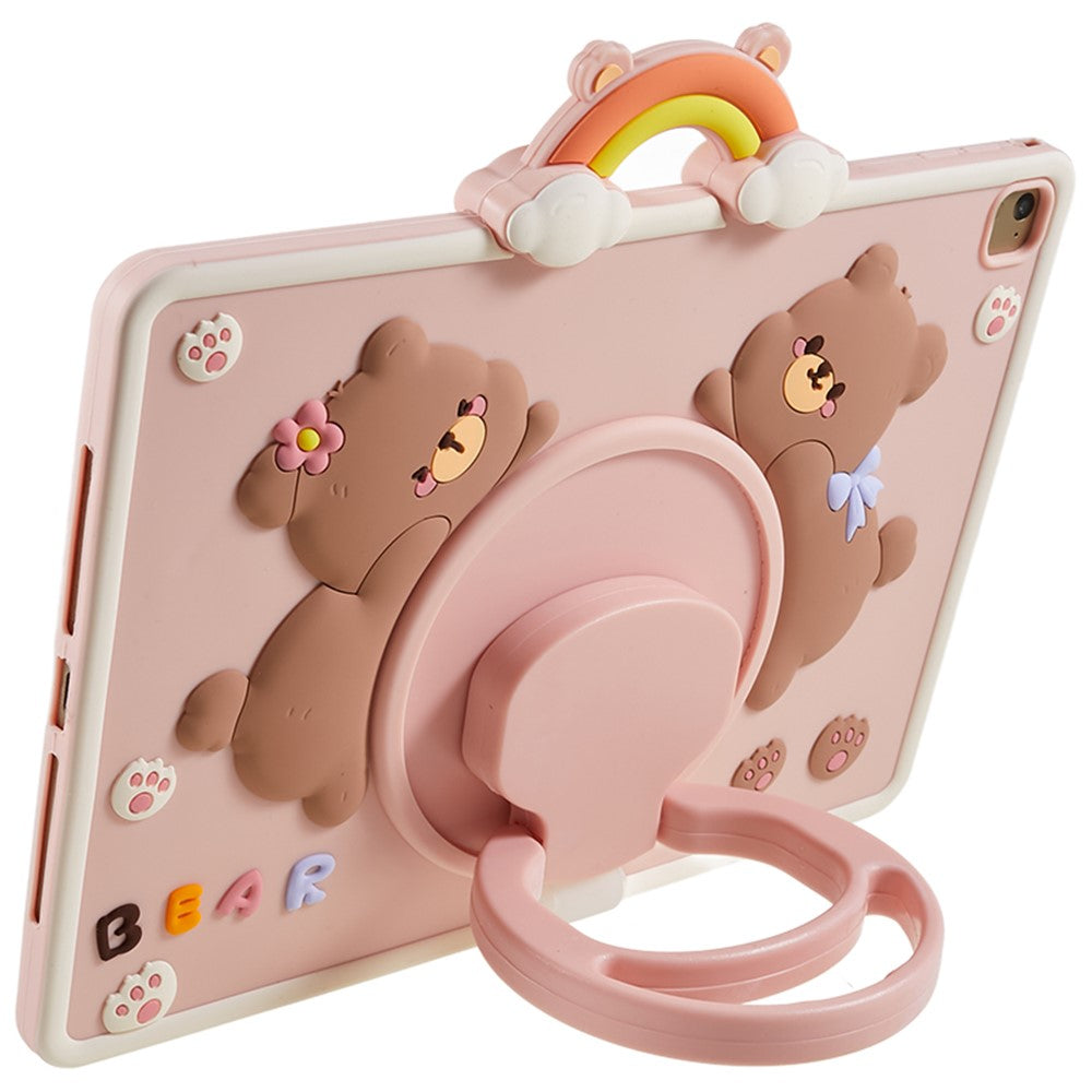 Til iPad Air (2013) / Air 2 / iPad 9,7-tommer (2017) / (2018) Tabletcover Cartoon Bjørn Roterende Stander PC+Silikone Cover
