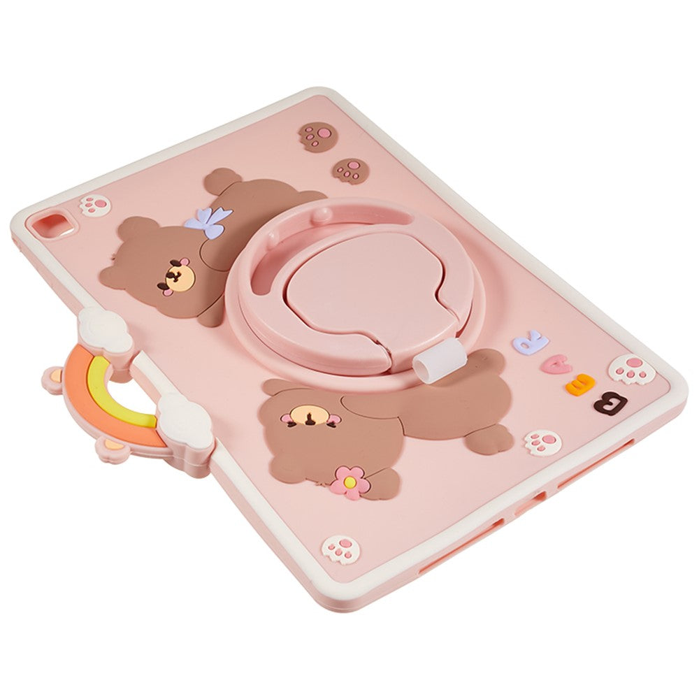 Til iPad Air (2013) / Air 2 / iPad 9,7-tommer (2017) / (2018) Tabletcover Cartoon Bjørn Roterende Stander PC+Silikone Cover