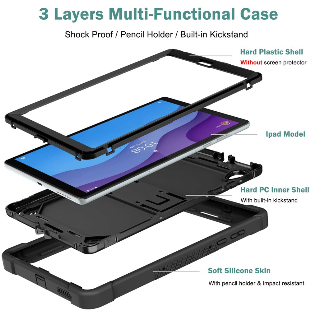 For Lenovo Tab M10 HD Gen 2 TB-X306F / TB-X306X Tablet Protective Shell Kickstand Silicone + PC Cover Case