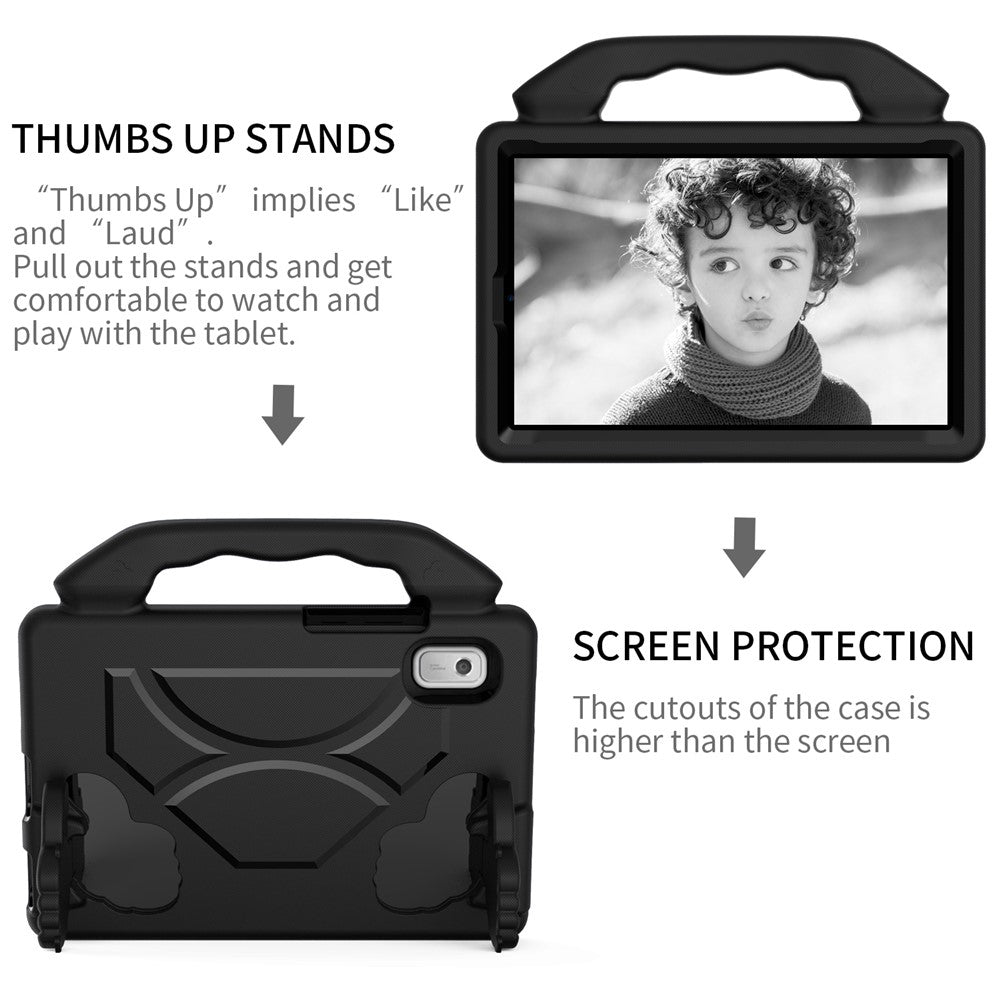 For Lenovo Tab M9 TB-310FU EVA Tablet Case Foldable Thumb Kickstand Anti-drop Cover with Handle Grip