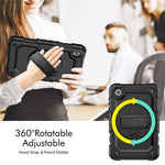 Lenovo Tab M8 (4. generation) 2024 TB-301XU / M8 (4. generation) 2023 TB-300FU silikone- og PC-etui med stativ og PET-skærmbeskyttelsesfilm