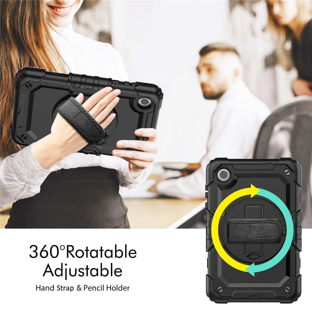 Lenovo Tab M8 (4. generation) 2024 TB-301XU / M8 (4. generation) 2023 TB-300FU silikone- og PC-etui med stativ og PET-skærmbeskyttelsesfilm