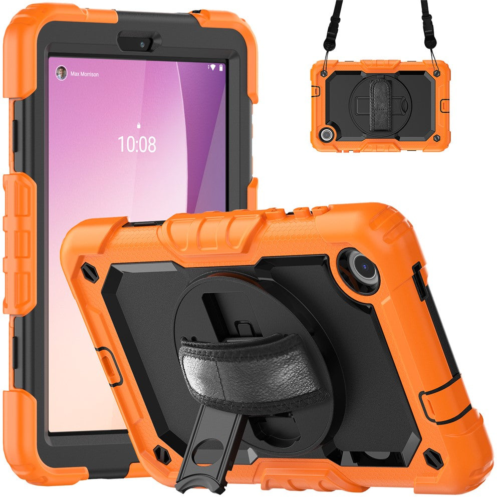 Lenovo Tab M8 (4. generation) 2024 TB-301XU / M8 (4. generation) 2023 TB-300FU silikone- og PC-etui med stativ og PET-skærmbeskyttelsesfilm