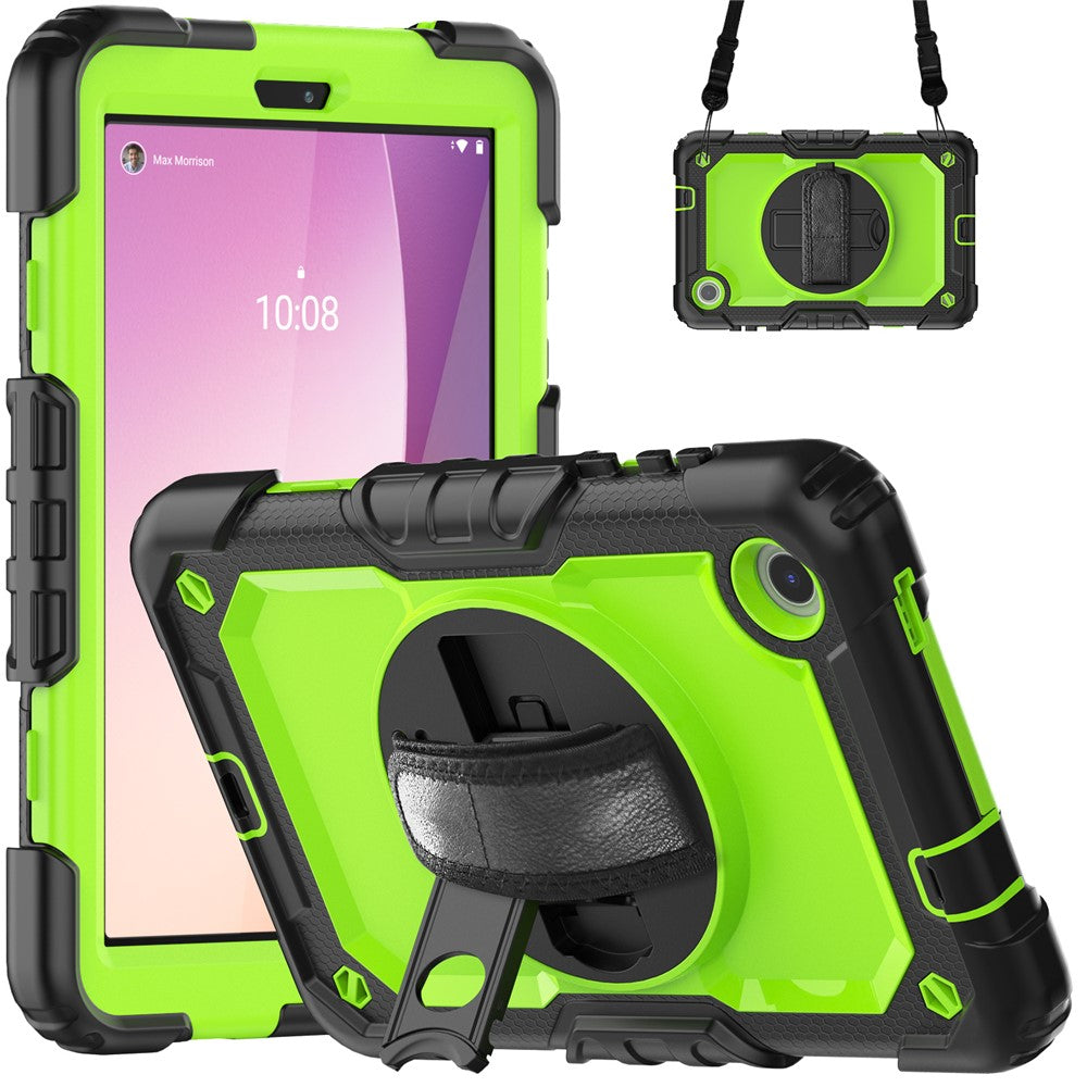 Lenovo Tab M8 (4. generation) 2024 TB-301XU / M8 (4. generation) 2023 TB-300FU silikone- og PC-etui med stativ og PET-skærmbeskyttelsesfilm