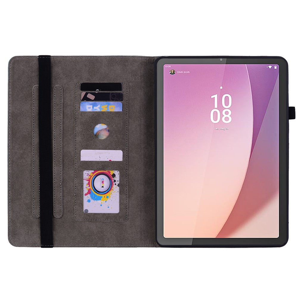 Lenovo Tab M9 TB-310FU Stativ Kortplatser Surfplatta Fodral Präglat PU-läder Skyddande Fodral