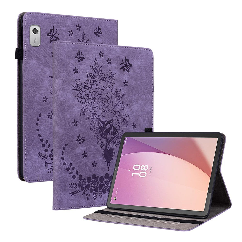 Lenovo Tab M9 TB-310FU Stativ Kortplatser Surfplatta Fodral Präglat PU-läder Skyddande Fodral