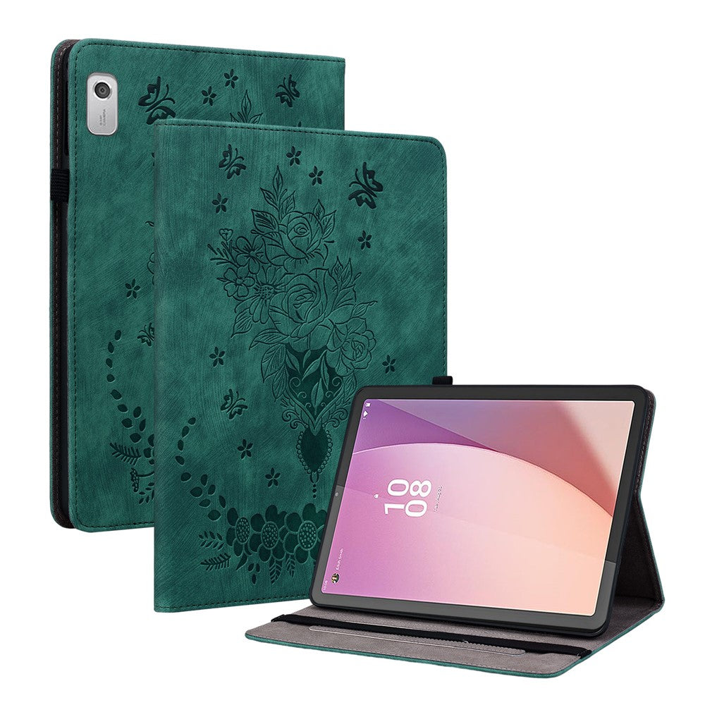 Lenovo Tab M9 TB-310FU Stativ Kortplatser Surfplatta Fodral Präglat PU-läder Skyddande Fodral