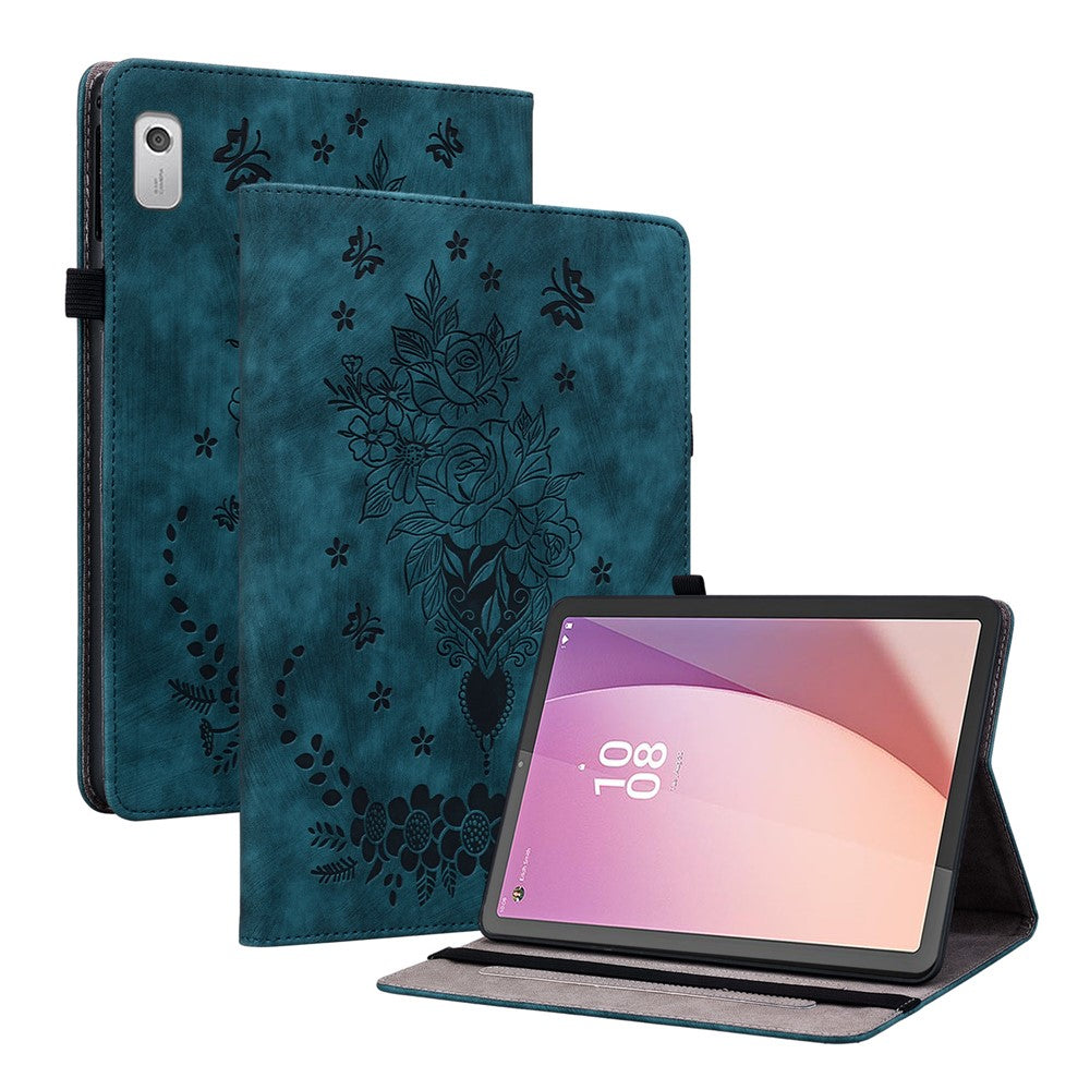 Lenovo Tab M9 TB-310FU Stativ Kortplatser Surfplatta Fodral Präglat PU-läder Skyddande Fodral