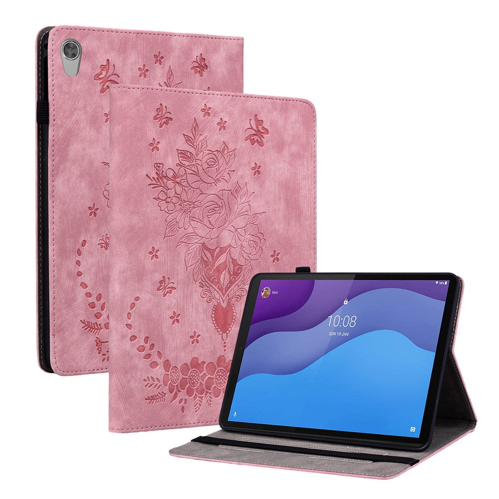 PU-läderfodral till Lenovo Tab M10 HD Gen 2 TB-X306X / TB-X306F stativ med tryckt surfplatta