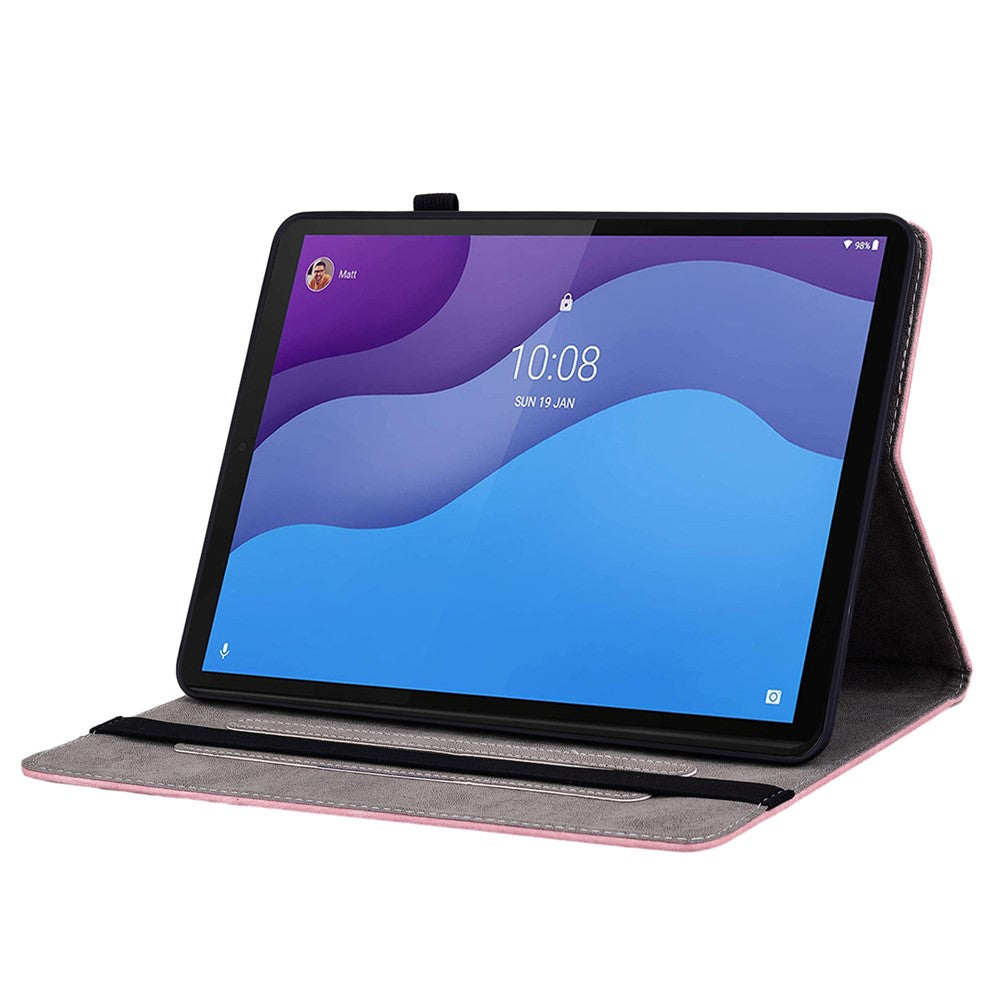 PU-läderfodral till Lenovo Tab M10 HD Gen 2 TB-X306X / TB-X306F stativ med tryckt surfplatta