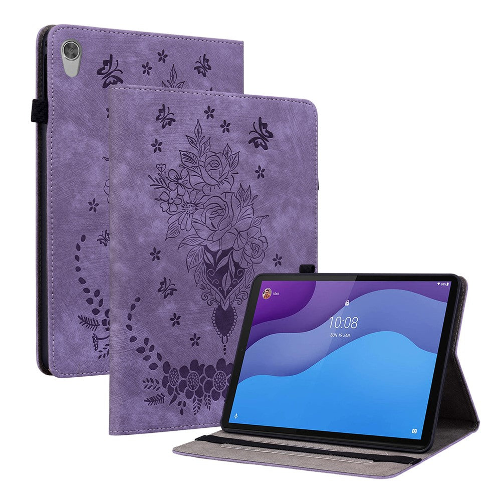 PU-läderfodral till Lenovo Tab M10 HD Gen 2 TB-X306X / TB-X306F stativ med tryckt surfplatta