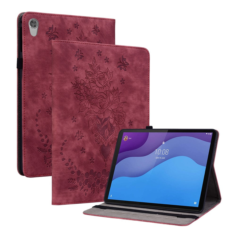 PU-läderfodral till Lenovo Tab M10 HD Gen 2 TB-X306X / TB-X306F stativ med tryckt surfplatta
