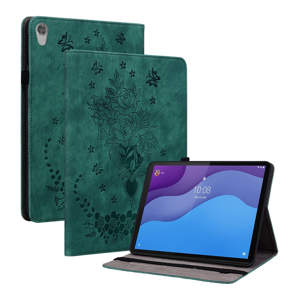 PU-läderfodral till Lenovo Tab M10 HD Gen 2 TB-X306X / TB-X306F stativ med tryckt surfplatta