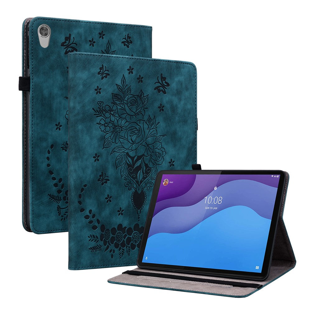 PU-läderfodral till Lenovo Tab M10 HD Gen 2 TB-X306X / TB-X306F stativ med tryckt surfplatta