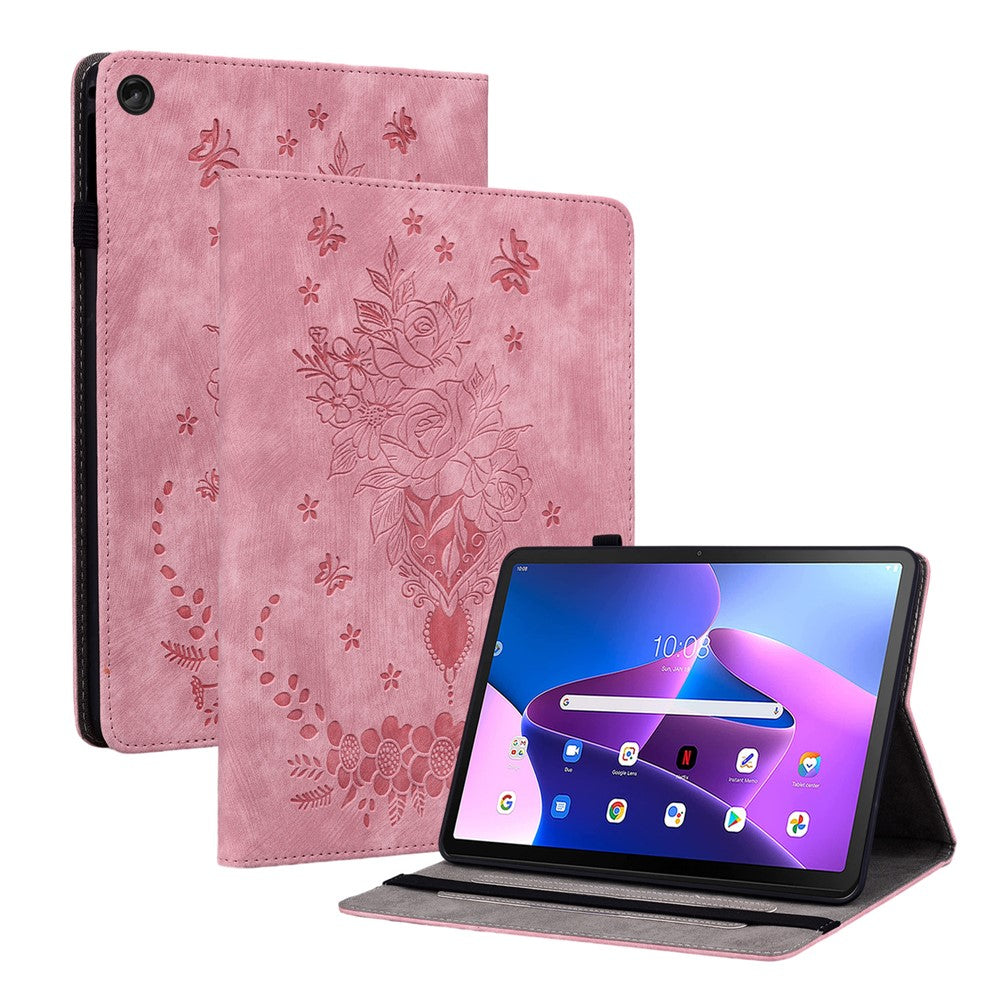 For Lenovo Tab M10 (Gen 3) Shockproof PU Leather Case Imprinted Design Stand Tablet Cover with Pen Holder