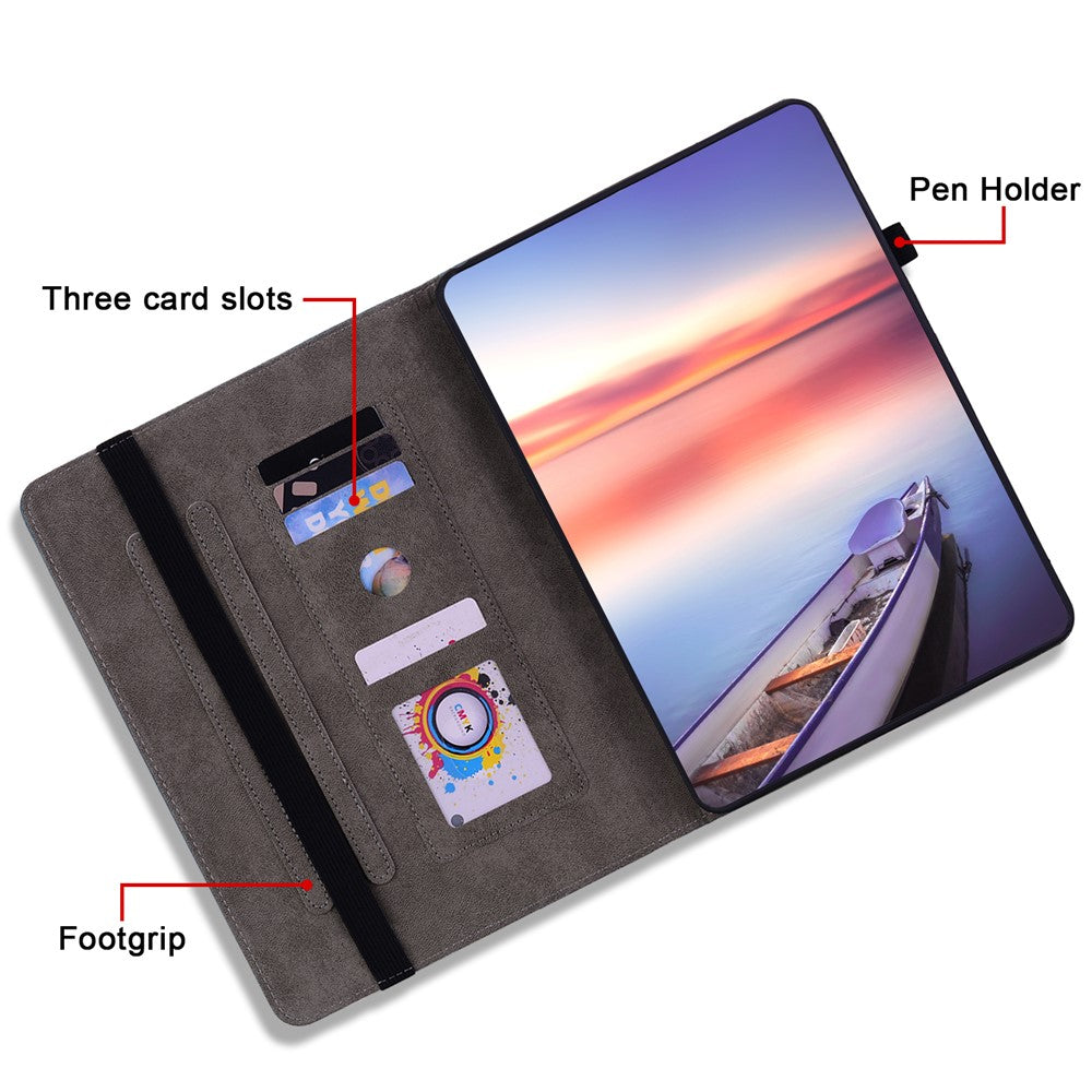 For Lenovo Tab M10 (Gen 3) Shockproof PU Leather Case Imprinted Design Stand Tablet Cover with Pen Holder