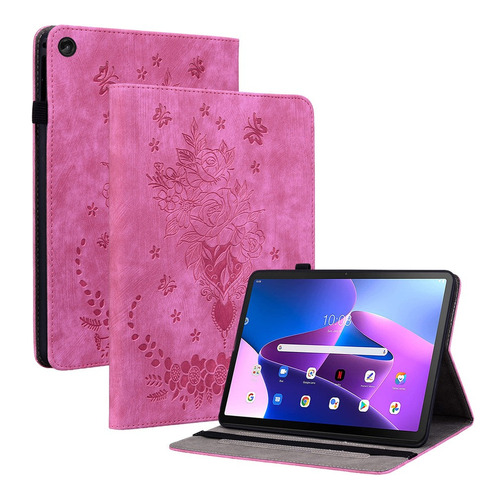 For Lenovo Tab M10 (Gen 3) Shockproof PU Leather Case Imprinted Design Stand Tablet Cover with Pen Holder